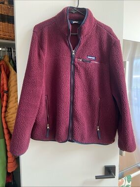 Lands' End Burgundy Sherpa Fleece Jacket